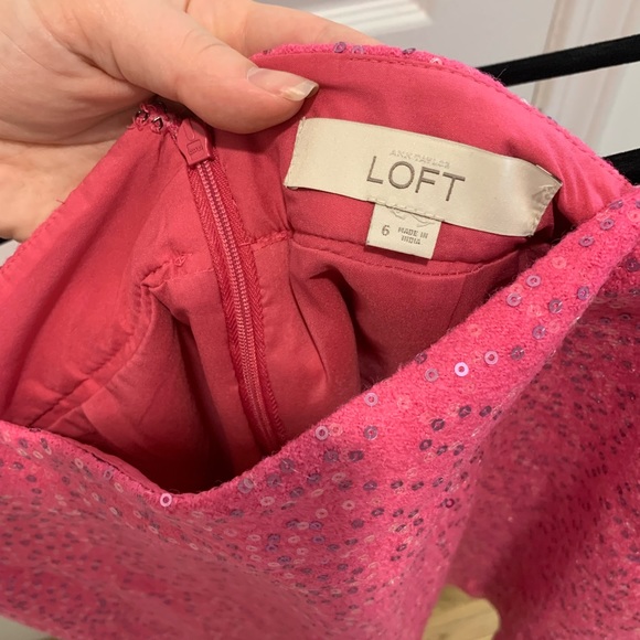 LOFT Size 6 Hot Pink Sequin A-line Miniskirt - Picture 4 of 6